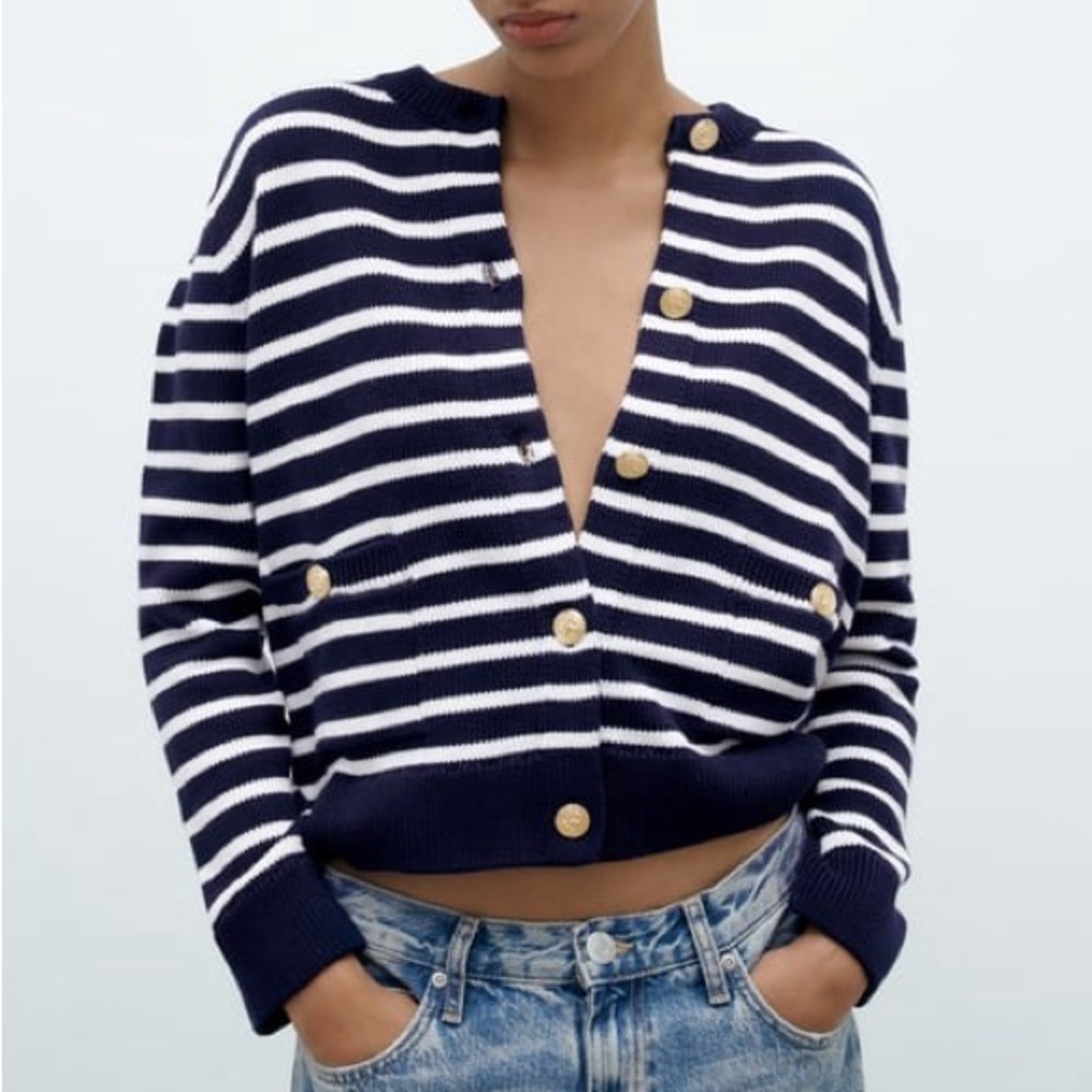 Zara Striped Knit Cardigan (S)